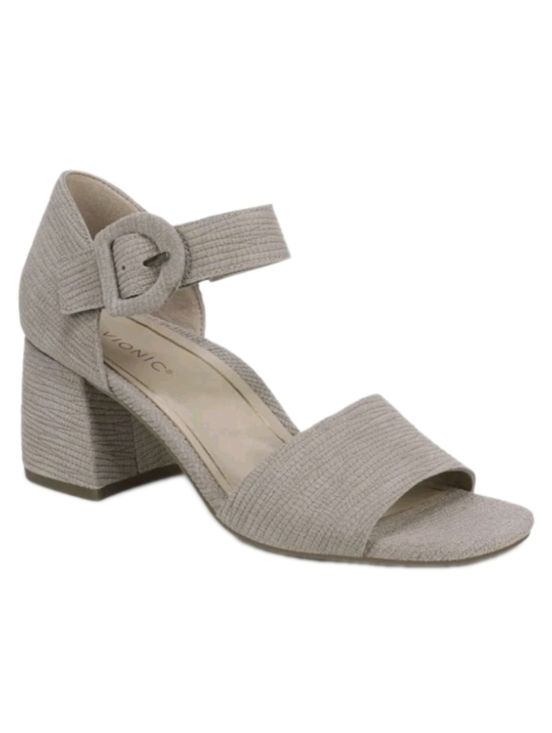 Vionic Shoes - NEW Vionic Chardonnay Sandals Beige Cobblestone Leather Dress Heels Size 9.5
